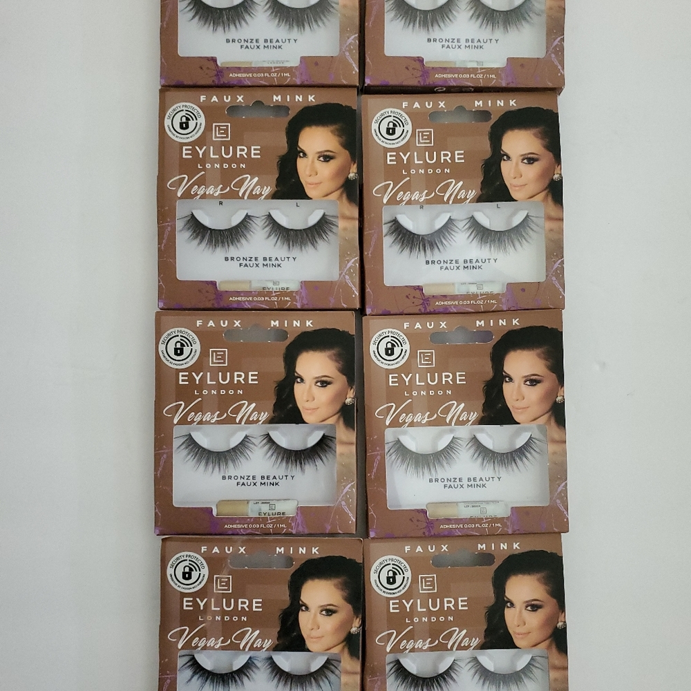 8 Pair Eylure Vegas Nay Bronze Beauty Faux Mink Lashes.